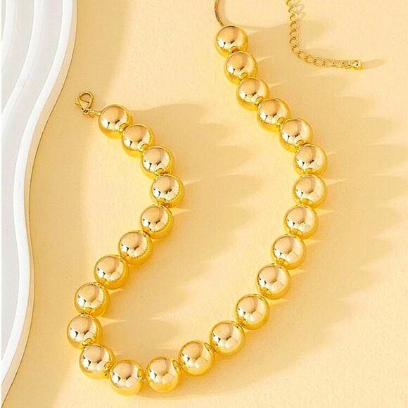 Gold Beaded Ball Necklace - Picture 3 of 4